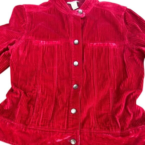 J Jill Women’s Red Corduroy Snap Button Jacket Size M Long Sleeve Casual Pockets - Picture 5 of 6